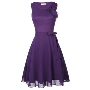 Kate Kasin Damen Ärmellos Chiffon Kurz Lila Cocktail Abend Prom Party Kleid KK001080-1